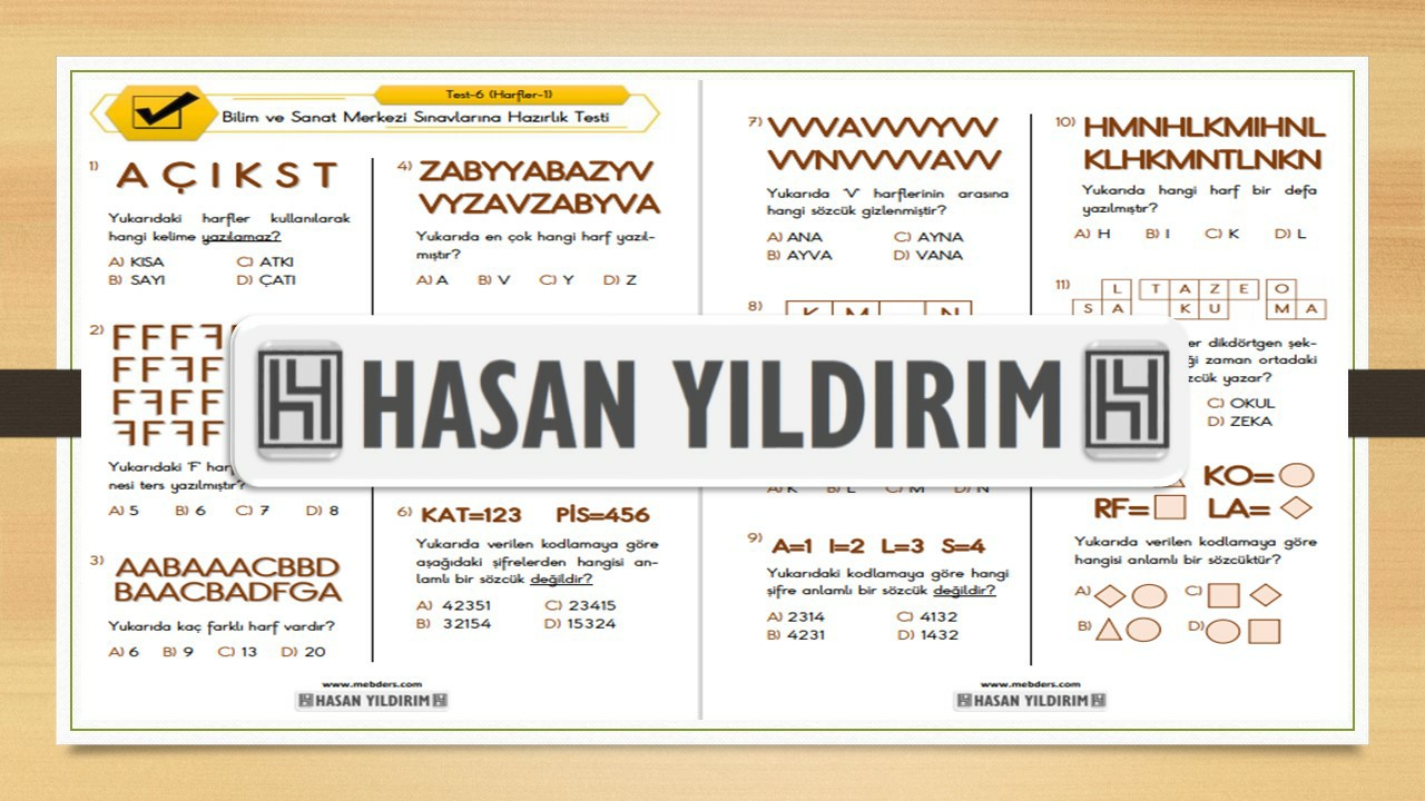 BİLSEM Sınavlarına Hazırlık Testi-6