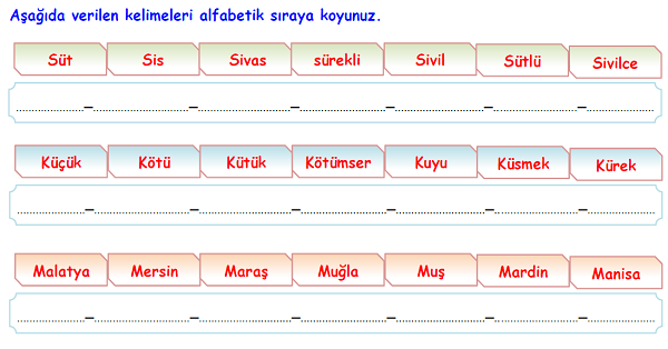 4.Sınıf Türkçe Alfabetik Sıralama-2