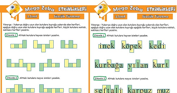 2.Sınıf Mega Zeka Etkinliği - Sözcük Türetme