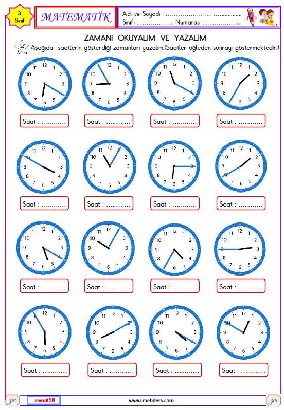 3. Sınıf Matematik Zamanı Okuyalım ve Yazalım Etkinliği 4