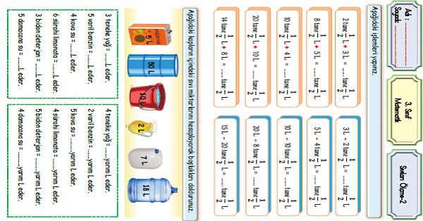 3.Sınıf Matematik Sıvıları Ölçme (Litre)-2