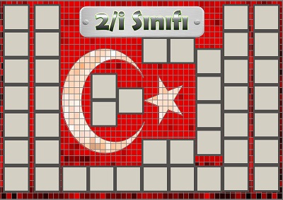 Model 54, 2İ şubesi için Türk bayraklı fotoğraf eklemeli kapı süslemesi - 45 öğrencilik