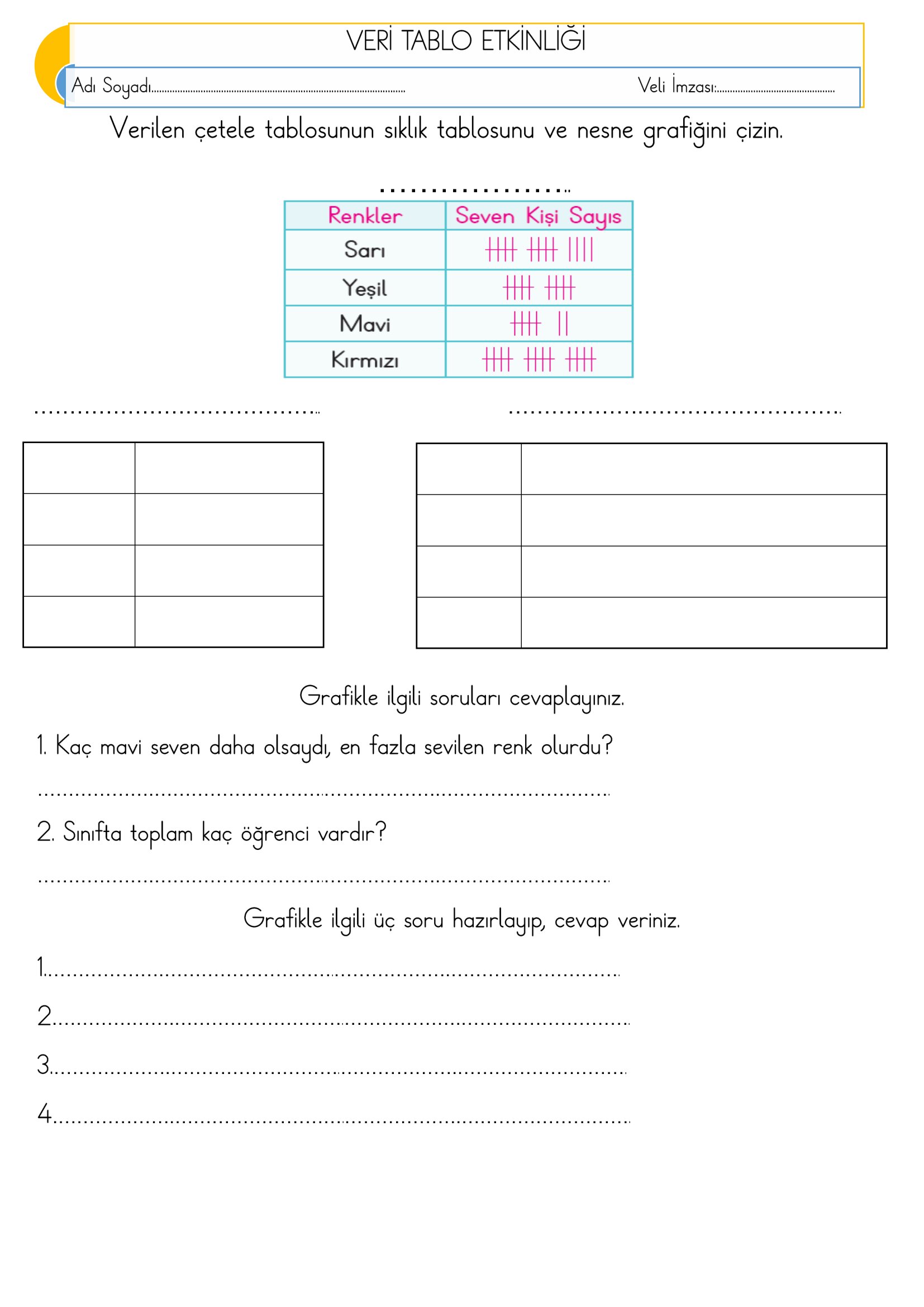2.Sınıf - Matematik Veri Tablo Etkinliği-5