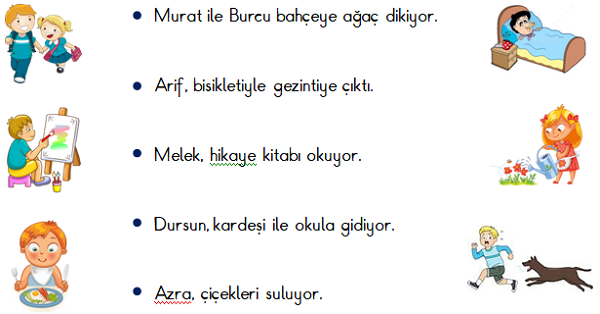 1.Sınıf Türkçe Cümle Çalışması Etkinliği