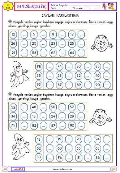 2. Sınıf Matematik Sayıları Karşılaştırma Etkinliği 4