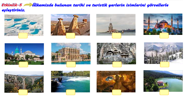 3.Sınıf Hayat Bilgisi Çevremizdeki Tarihi, Doğal ve Turistik Yerler Etkinliği