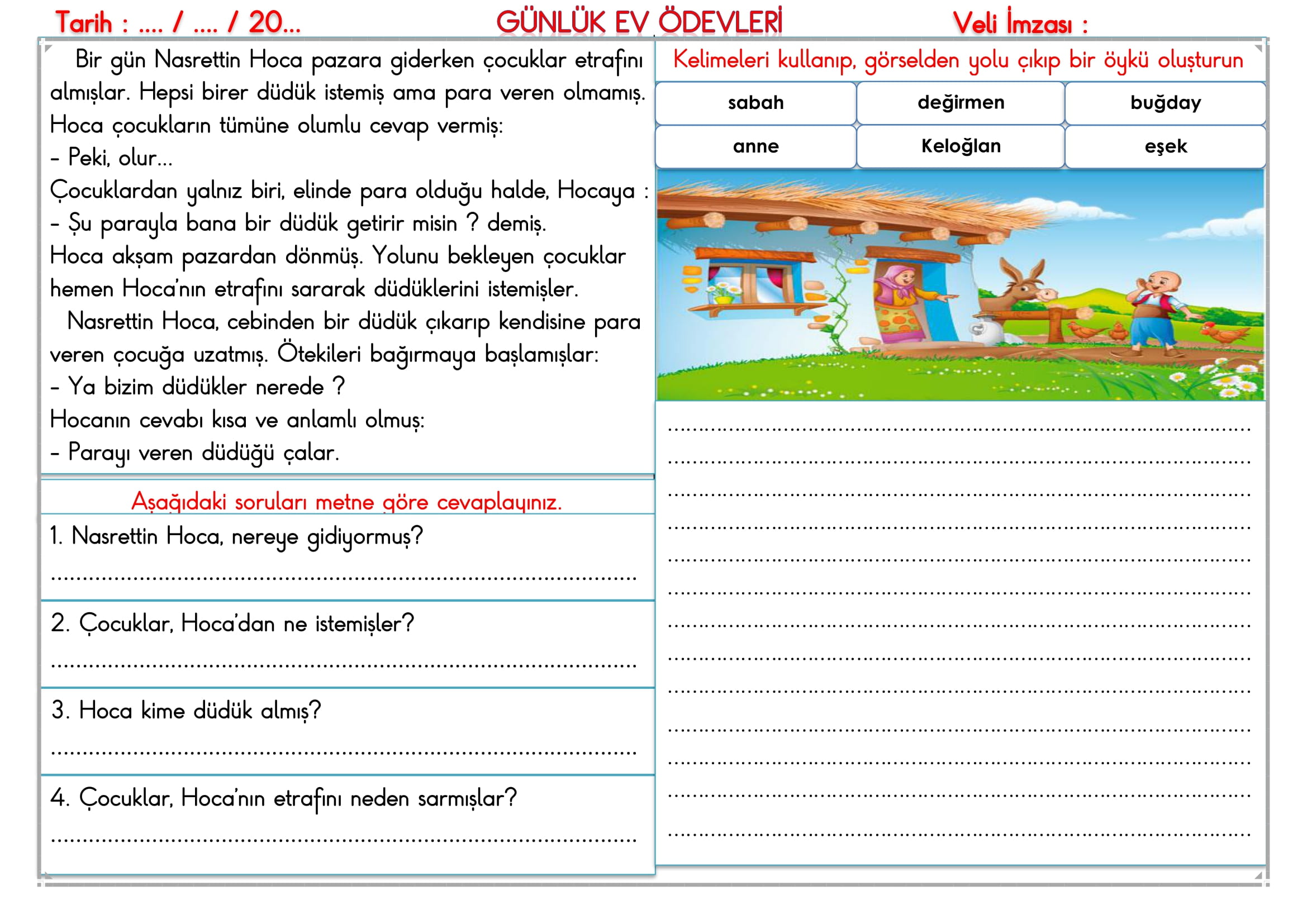 2.Sınıf - 15 Eylül 2025 Günlük Ev Ödevleri