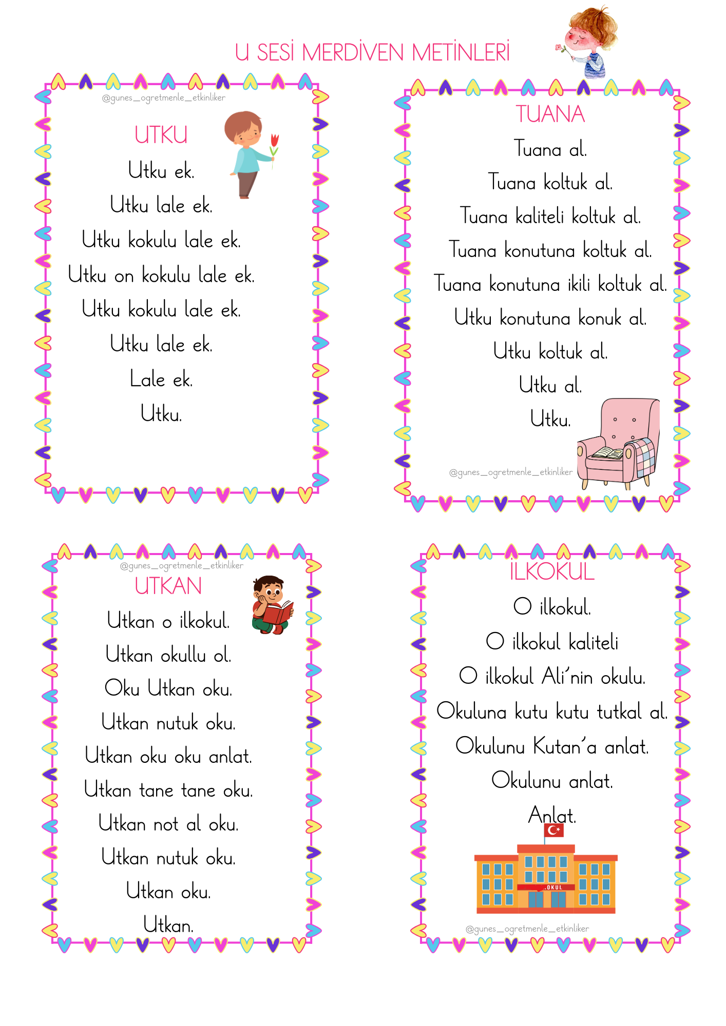 1.Sınıf U Sesi Hızlı Okuma Metinleri