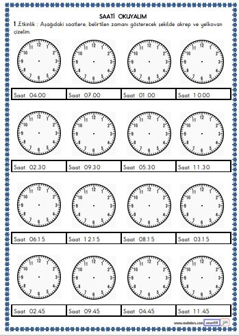 2. Sınıf Matematik Zamanı Ölçme - Saat Etkinliği 3