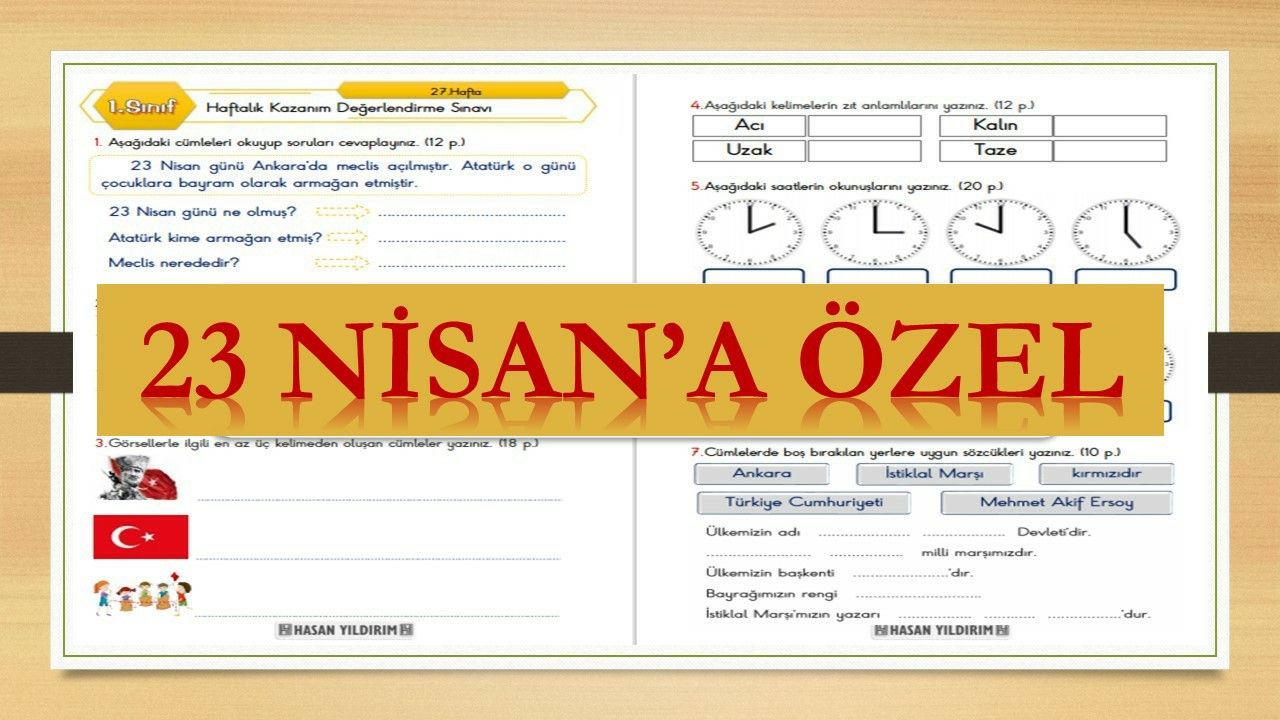 1.Sınıf Haftalık Değerlendirme Sınavı-27.Hafta(19-22 Nisan)