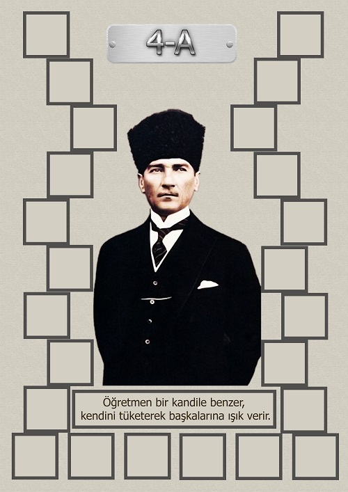 Model 15, 4A şubesi için Atatürk temalı, fotoğraf eklemeli kapı süslemesi - 24 öğrencilik