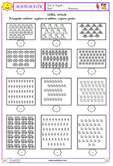 2. Sınıf Matematik Sayıları Yazma ve Okuma  Etkinliği 1