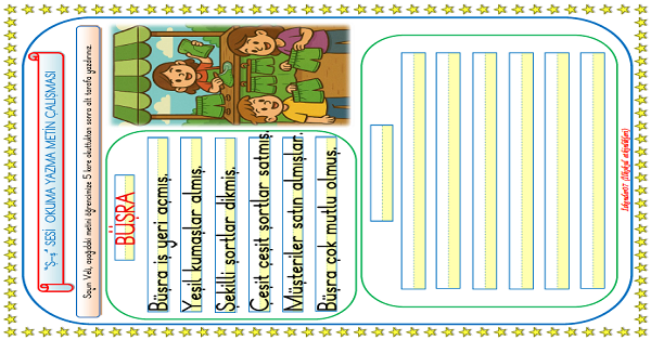 1. Sınıf İlk Okuma Yazma Ş Sesi Metin Okuma Yazma Çalışması