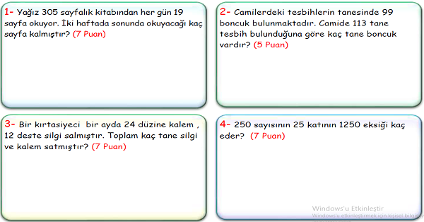 4.Sınıf Matematik Çarpma İşlemi Problemleri-1