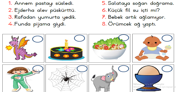 1.Sınıf Türkçe Görsel Okuma ve Eşleştirme Etkinliği