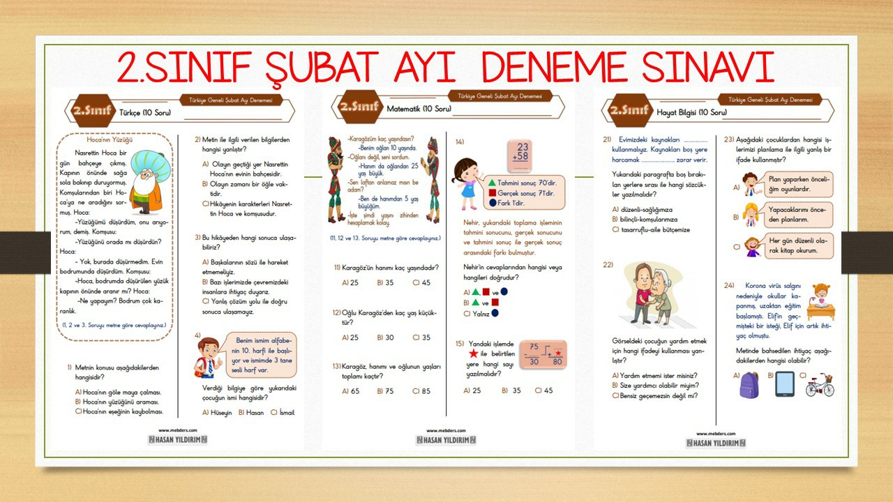 2.Sınıf Şubat Ayı Deneme Sınavı (PDF)