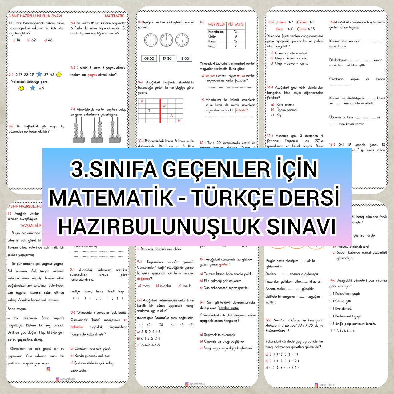 3.SINIFA GEÇENLER İÇİN HAZIRBULUNUŞLUK SINAVI