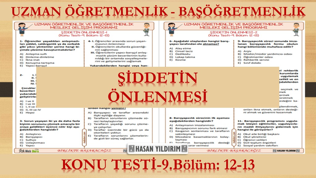 Şiddetin Önlenmesi (Konu Testi-9.Bölüm: 12-13)