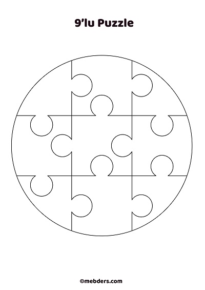 9'lu çember puzzle şablon