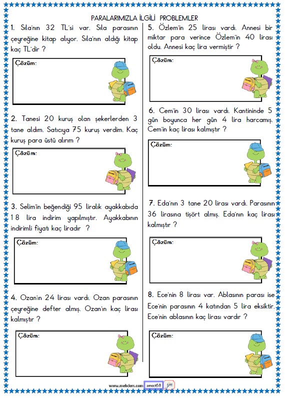 2. Sınıf Matematik Para Problemleri Etkinliği 4