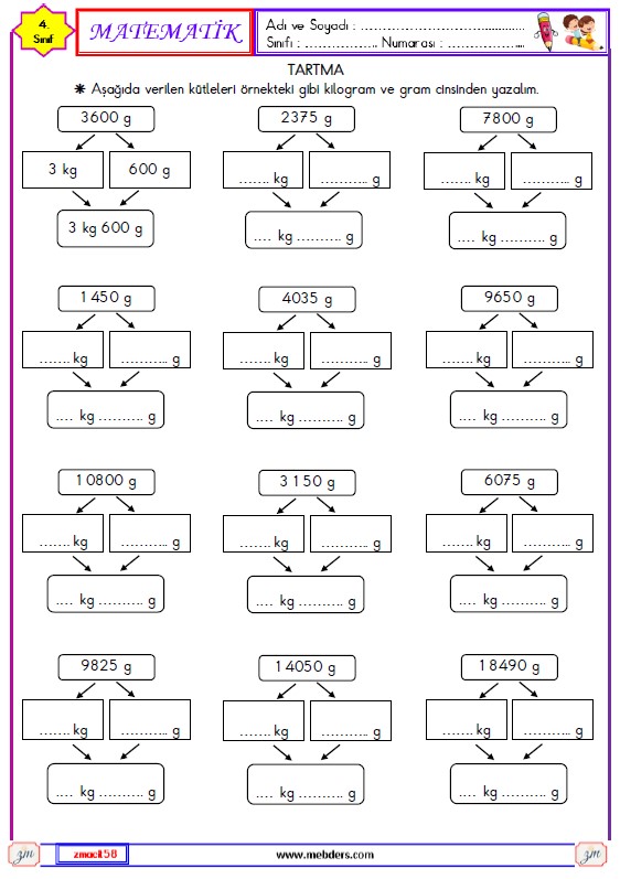 4. Sınıf Matematik Tartma Etkinliği 3