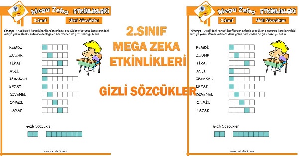 2.Sınıf Mega Zeka Etkinliği - Gizli Sözcükler