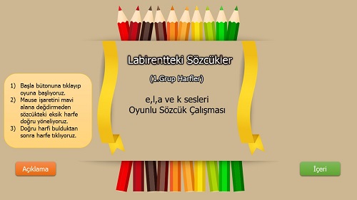 Eğlenceli Sözcük Tamamlama Labirentteki Sözcükler Sunusu 1