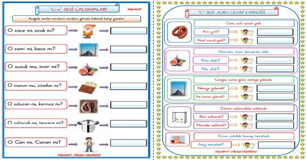 1. Sınıf İlk Okuma Yazma C Sesi Soru Cevap ve Mi-Mü Etkinliği