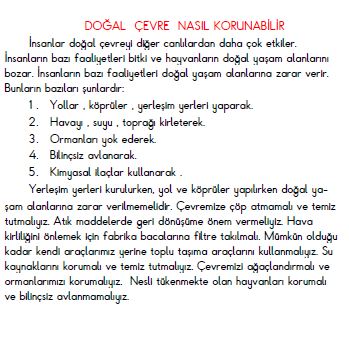 3. Sınıf Fen Bilimleri Doğal Çevre Nasıl Korunabilir Konu Özeti