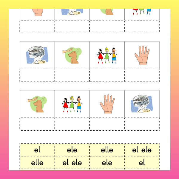 1. Sınıf İlkokuma Yazma - L Sesi el - ele - elle - el ele Kes Yapıştır Etkinliği