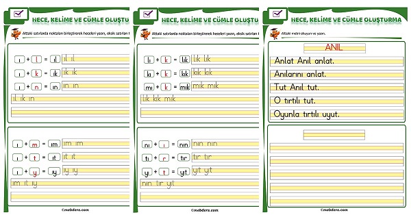 1.Sınıf İlk Okuma I Sesi Birleştirme Etkinliği