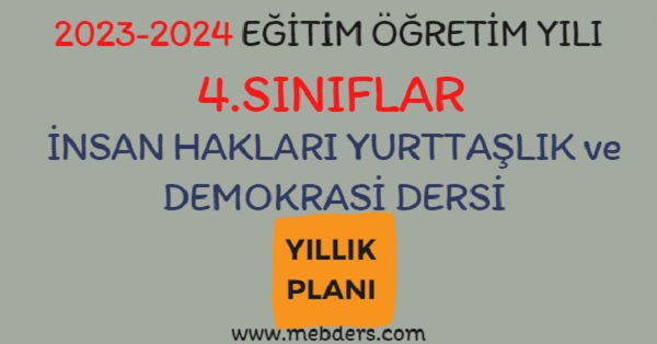 2023-2024 Eğitim Öğretim Yılı 4.Sınıflar İnsan Hakları Yurttaşlık ve Demokrasi Dersi Yıllık Planı (Hecce Yayınları)