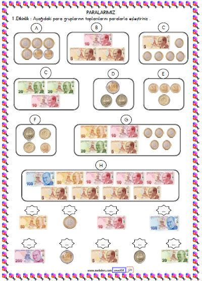 2. Sınıf Matematik Paralarımız Etkinliği 1