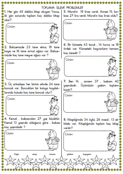 2. Sınıf Matematik Toplama İşlemi Problemleri Etkinliği 5