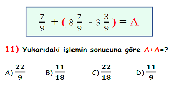 4.Sınıf Matematik Kesirler Yaprak Test-4