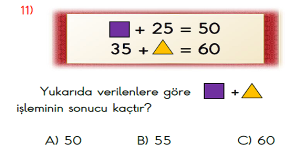 2.Sınıf Haftalık Kazanım Değerlendirme Testi 10.Hafta (20-24 Kasım)