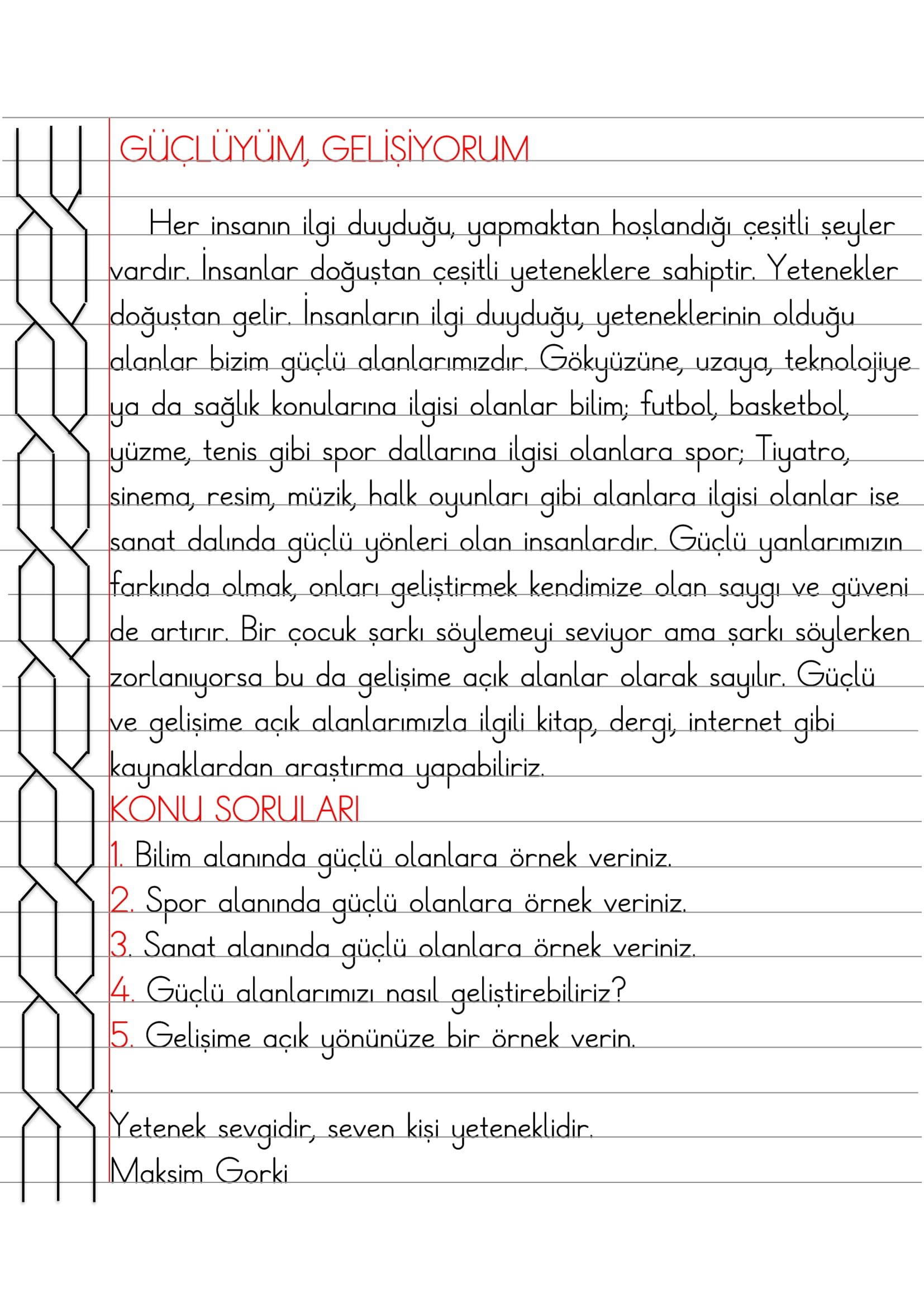 2.Sınıf - Hayat Bilgisi Güçlüyüm Gelişiyorum Defter Özeti