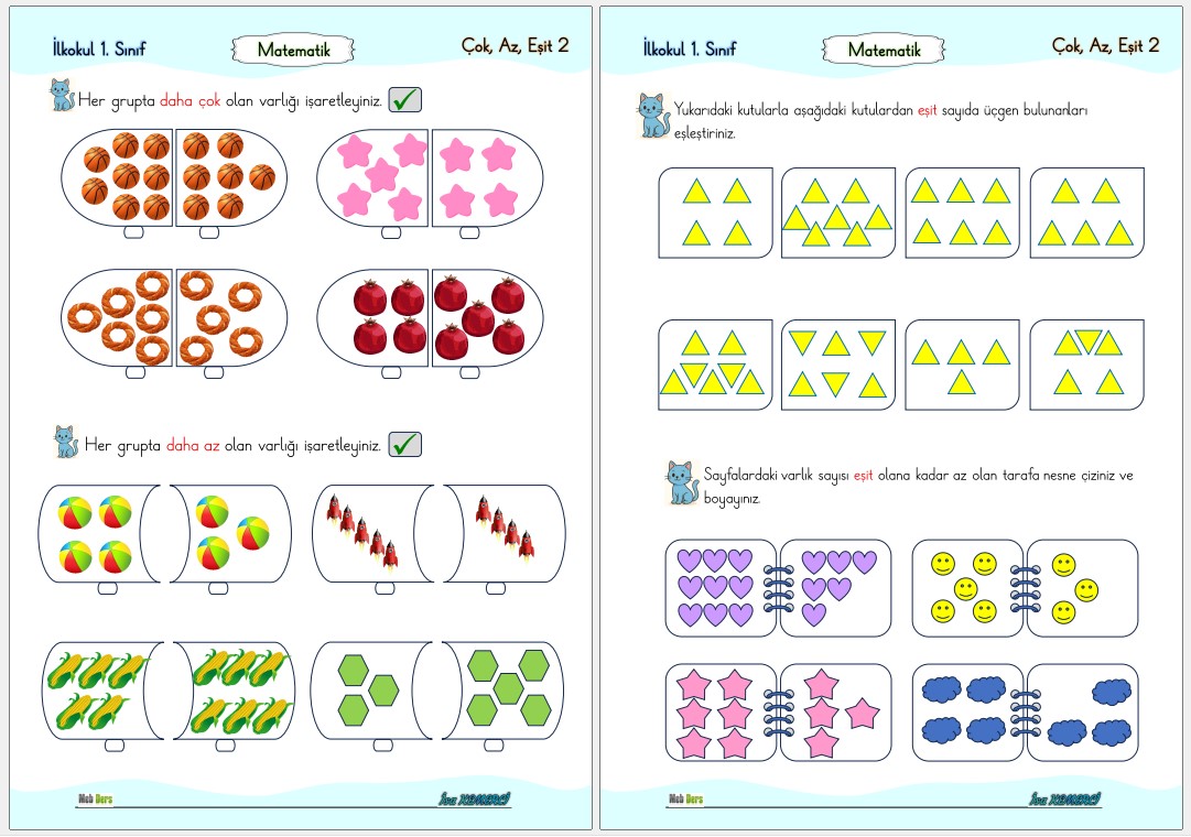 1. Sınıf Matematik Çok, Az, Eşit 2