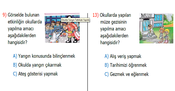 3.Sınıf Hayat Bilgisi Okulumu Tanıyorum Kazanım Testi