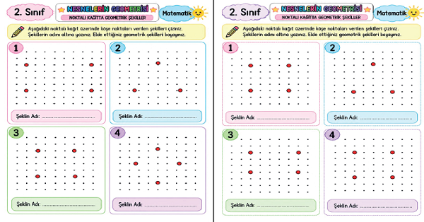 2. Sınıf Matematik Noktalı Kağıda Geometrik Şekiller Çizelim