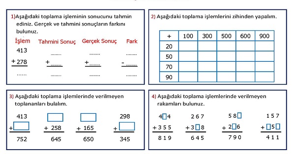 3.Sınıf Matematik 2.Ünite Değerlendirmesi