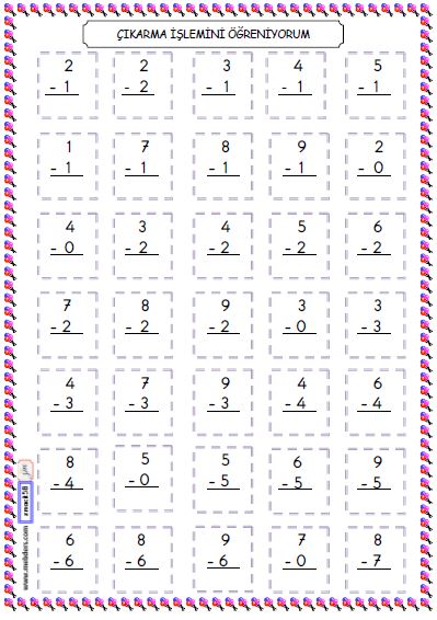 1. Sınıf Matematik Çıkarma İşlemi Etkinliği 1