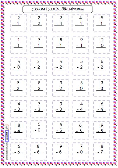 1. Sınıf Matematik Çıkarma İşlemi Etkinliği 1