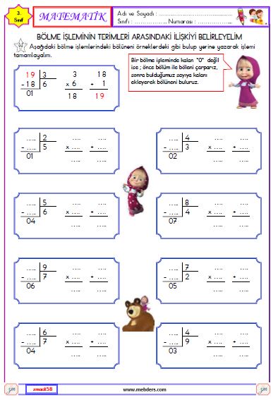 3. Sınıf Matematik  Bölüneni Bulma  Etkinliği 2