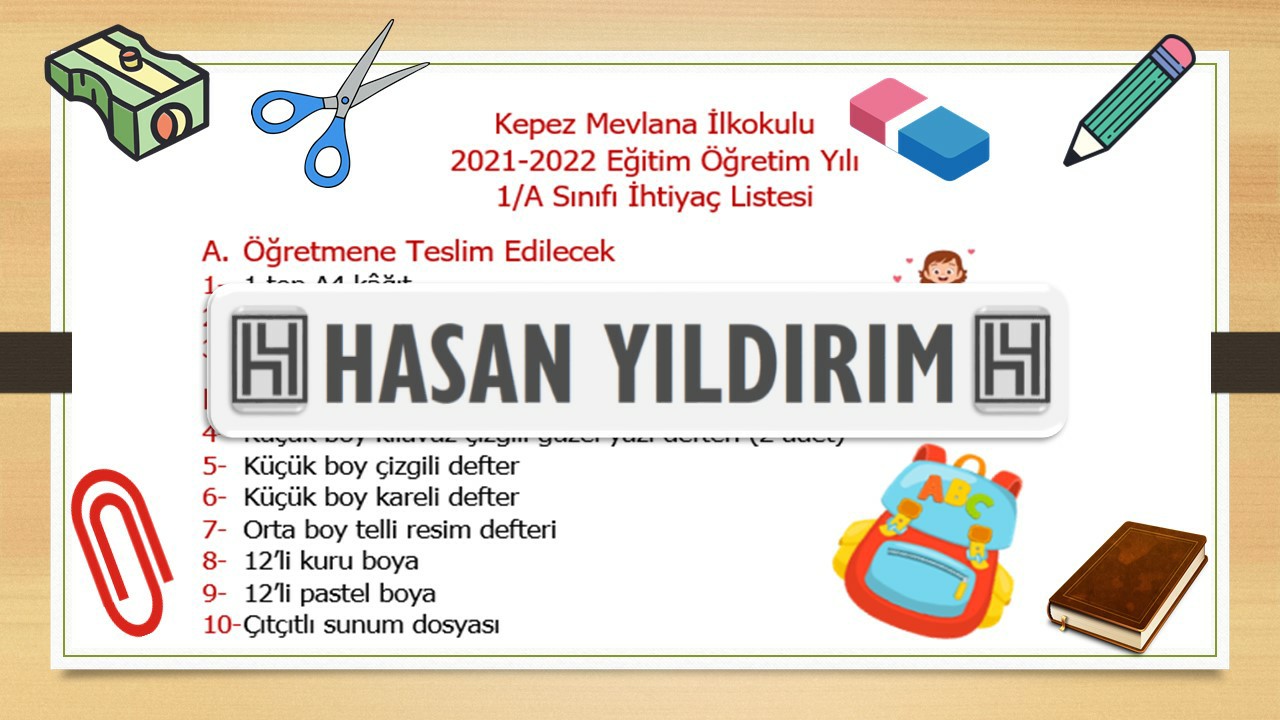 1.Sınıf İhtiyaç Listesi (Word'de Düzenlenebilir.)