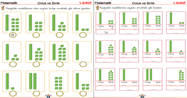 1. Sınıf Matematik Onluk ve Birlik Çalışma Etkinlikleri (7 Sayfa)