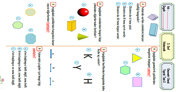 3.Sınıf Matematik Geometri Genel Yaprak Test-3