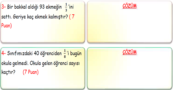 3.Sınıf Matematik Kesir Problemleri-3