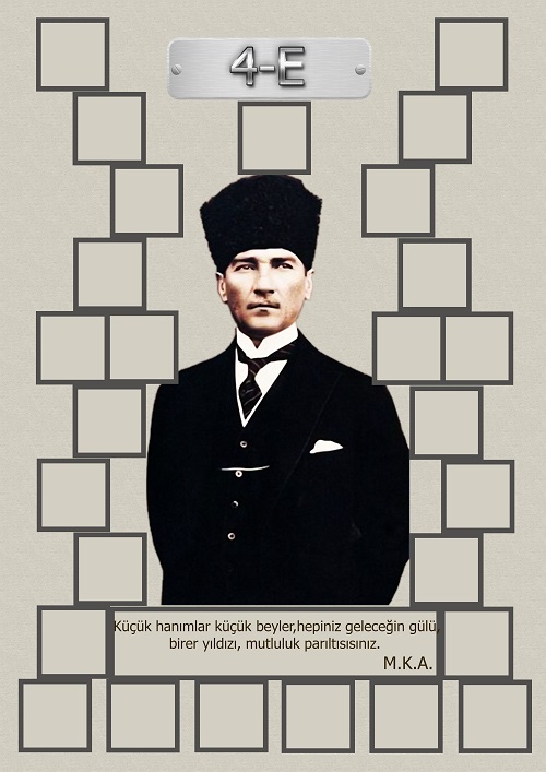 Model 15, 4E şubesi için Atatürk temalı, fotoğraf eklemeli kapı süslemesi - 27 öğrencilik