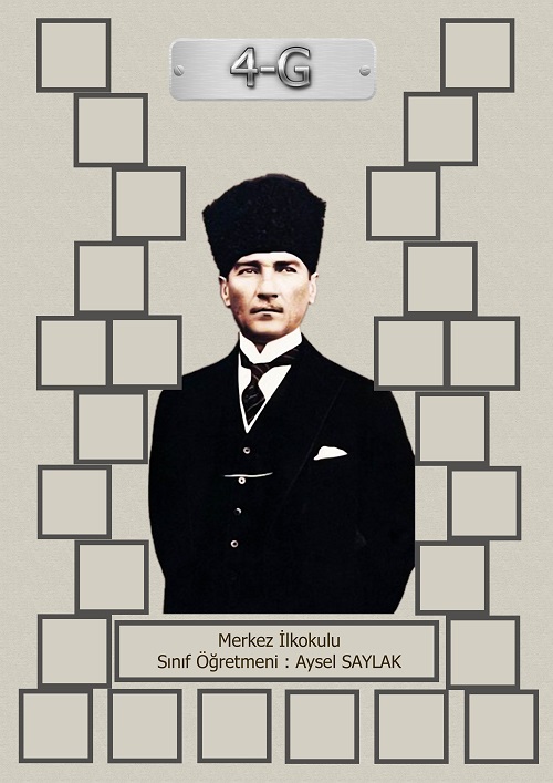 Model 15, 4G şubesi için Atatürk temalı, fotoğraf eklemeli kapı süslemesi - 26 öğrencilik